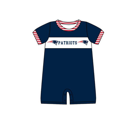 ( Moq 5 ) Baby Boys Infant Short Sleeves Team Summer Navy Romper