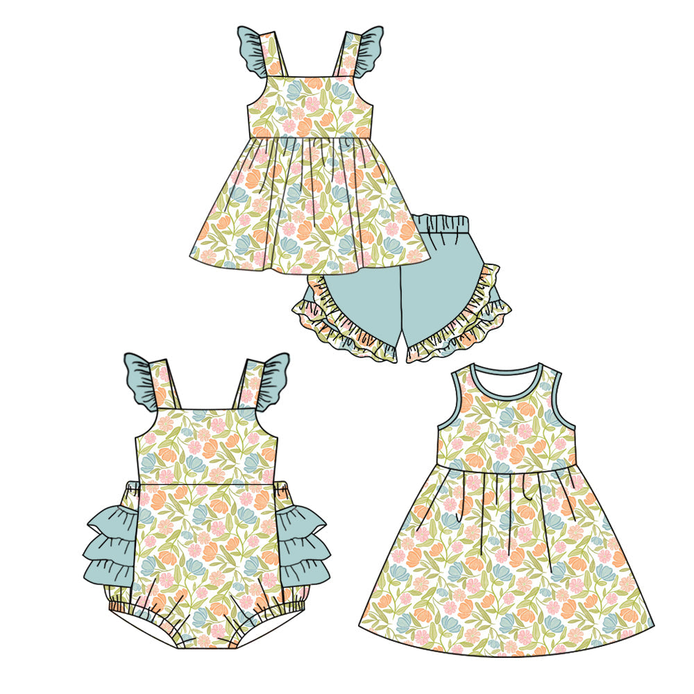 Baby Girl Short Sleeves Floral Sibling Romper Dress Set ( Moq 5 Each Style ) 4.3