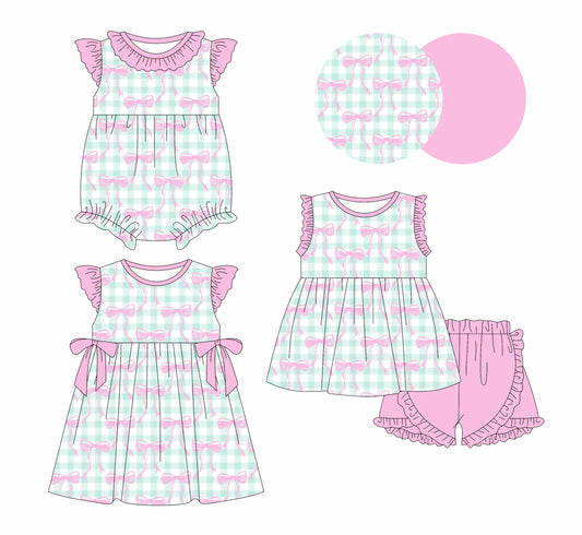 Baby Girl Bows Checked Sibling Romper Dress Set ( Moq 5 Each Style ) 1.13