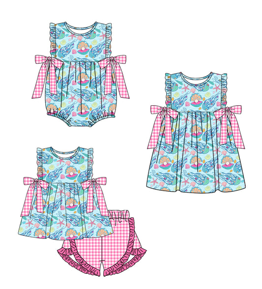 Baby Girl Shells Bows Sibling Romper Dress Set ( Moq 5 Each Style ) 1.9