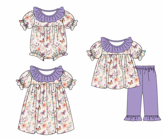 ( Moq 5 Each Style ) Baby Girl Toddler Short Sleeves Flower Butterflies Sibling Romper Dress Set 4.26