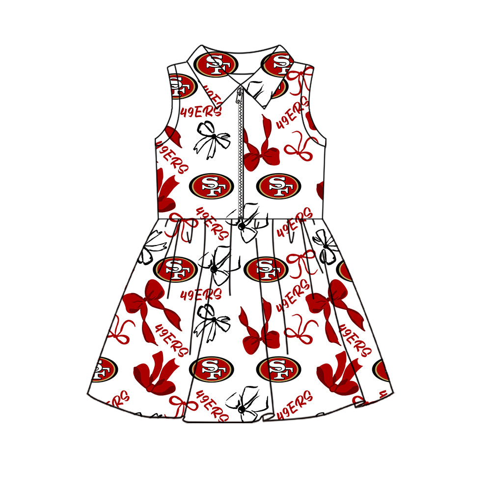 ( Moq 5 ) Custom Baby Girls Kids Sleeveless Bows Shorts Team Zipper Dress Cheer Clothes