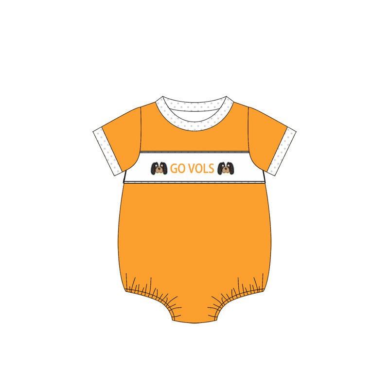 Baby Boy Short Sleeves Dogs Team Yellow Bubble Romper Moq 5