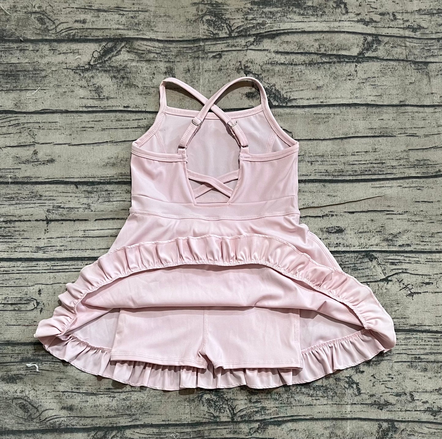 Preorder Baby Girl Pink Sleeveless Yoga Active Knee Length Dress ( No moq )