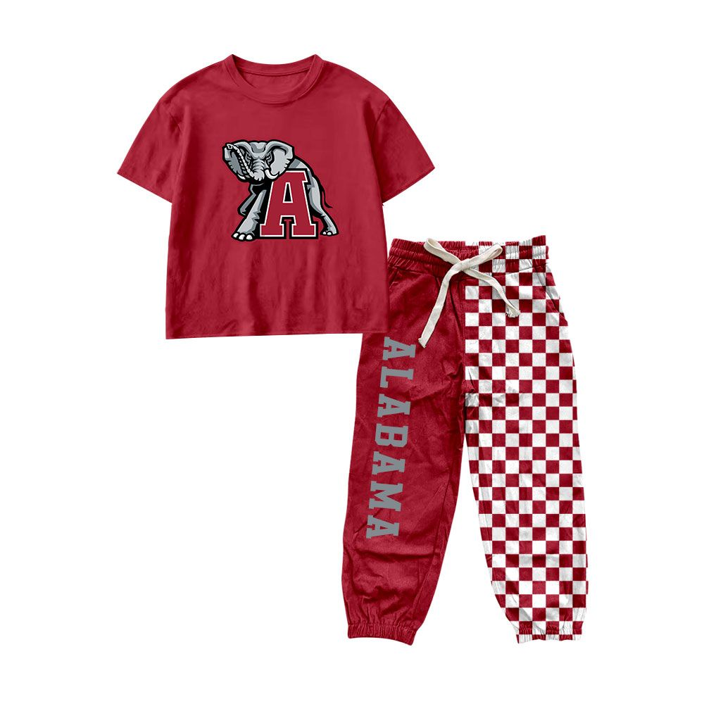 ( Moq 5 ) Preorder Baby Boys Kids Short Sleeves Elephant Shirt Checked Pockets Pants Team Set Clothes
