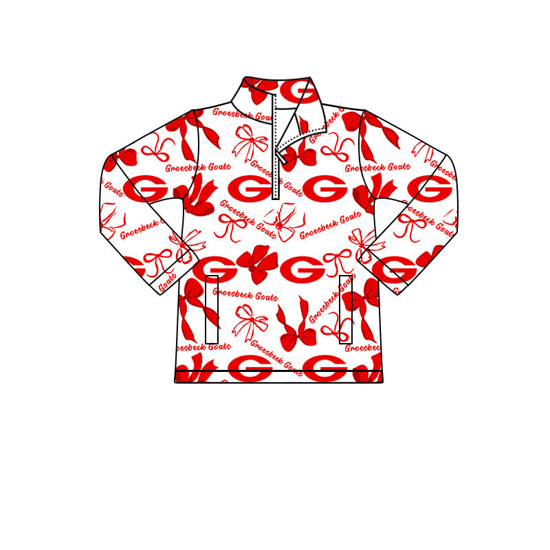 ( Moq 5 each style ) Baby Boy Girl G Team Cheer Sibling Shirt Red Bows Dress Set 8.11