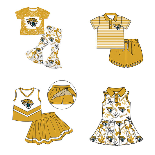( Moq 5 each style ) Baby Boy Girl Toddler Team Bows Leopard Sibling Dress Set