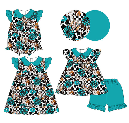 Baby Girl Short Sleeves Western Sibling Romper Dress Set ( Moq 5 Each Style ) 2.13