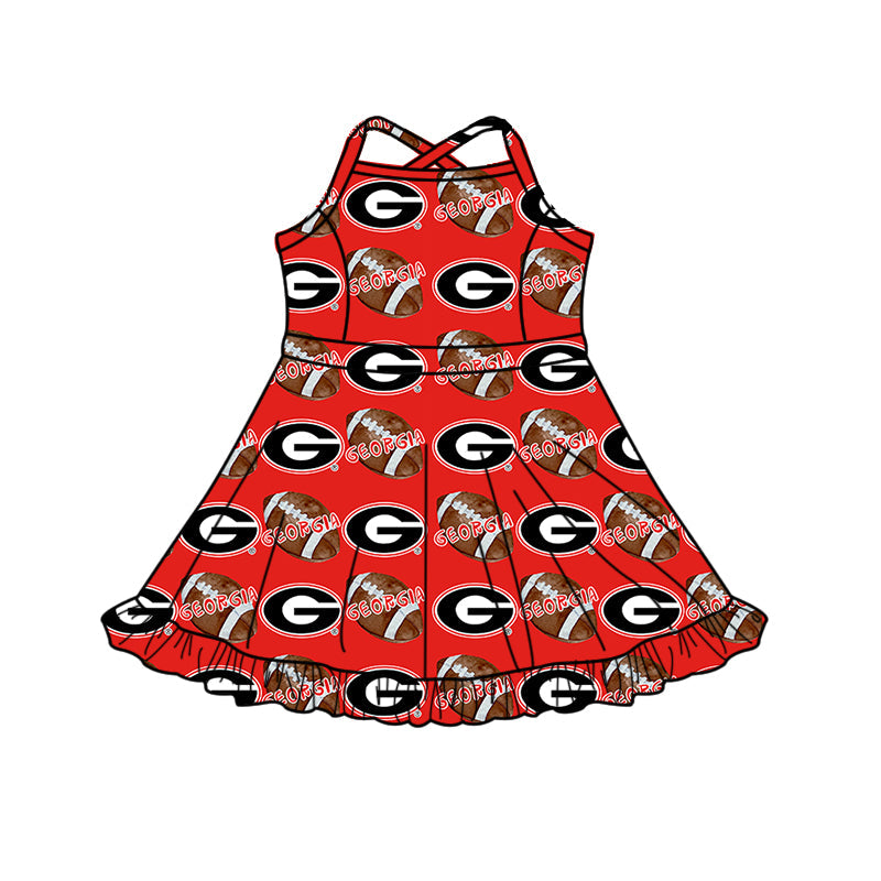 ( Moq 5 each style ) Baby Boy Girl Team Football Sibling Red Shirt Dress Set 8.19