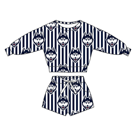 ( Moq 5 ) Baby Girls Kids Long Sleeves Shirt Pockets Shorts Team Set Clothes
