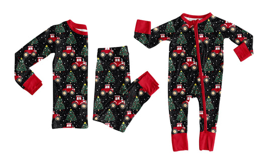 ( Moq 5 Each Style ) Baby Girl Toddler Tractors Tree Christmas Sibling Romper Set