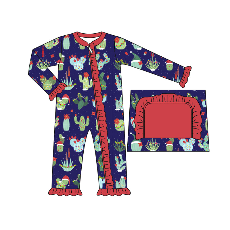 Baby Girl Infant Cactus Christmas Zipper Romper