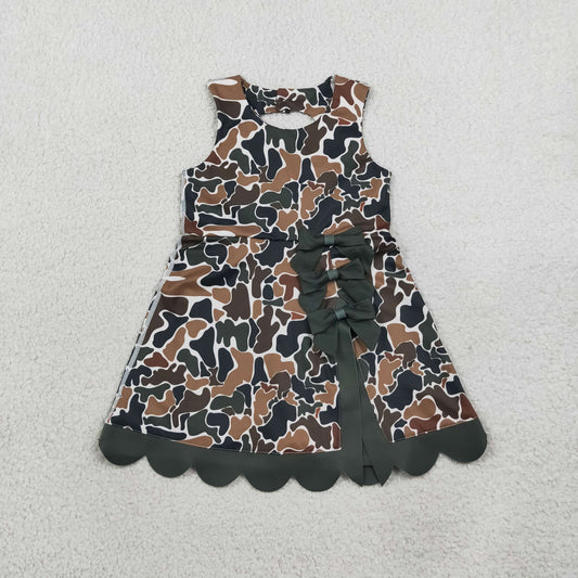 Baby Girls Kids Brown Green Camo Bows Shorts Scallop Dress Yoga Active Clothes RTS