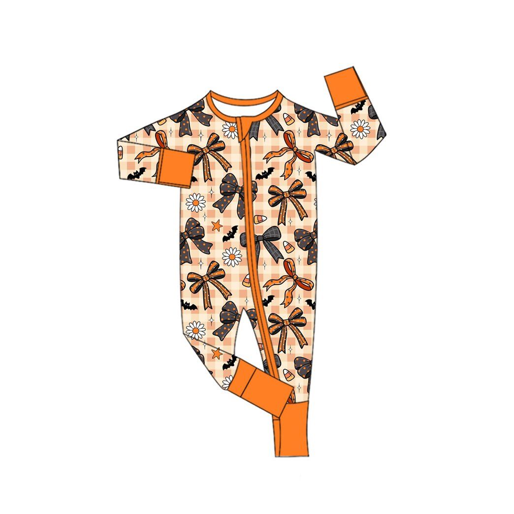 ( Moq 5 ) Preorder Baby Girls Kids Flower Candy Zipper Sleeper Footie Romper Halloween Clothes