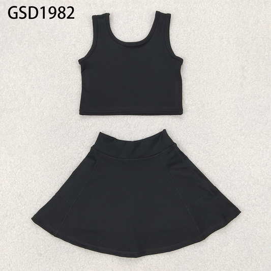 Baby Girl Black Vest Shorts Skirt Skort Clothes Yoga Active Wear Set RTS