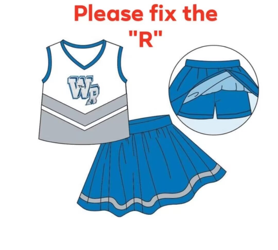 Baby Girl Team Shirt Blue Shorts Skirt Set