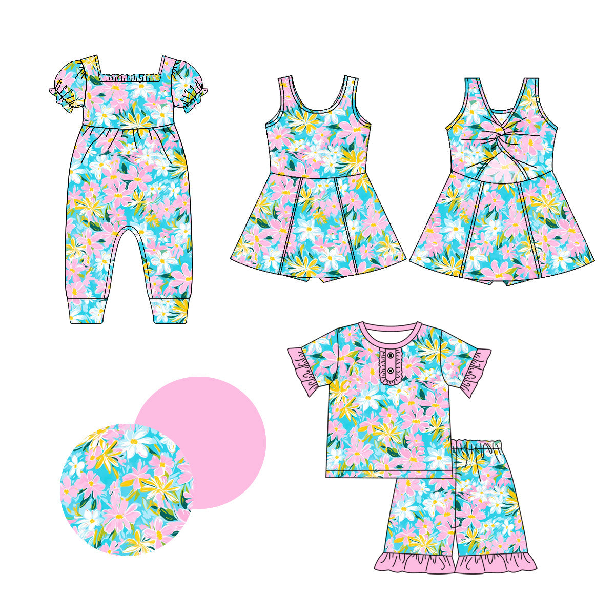 Baby Girl Flower Sibling Dress Romper Set ( Moq 5 Each Style ) 1.4