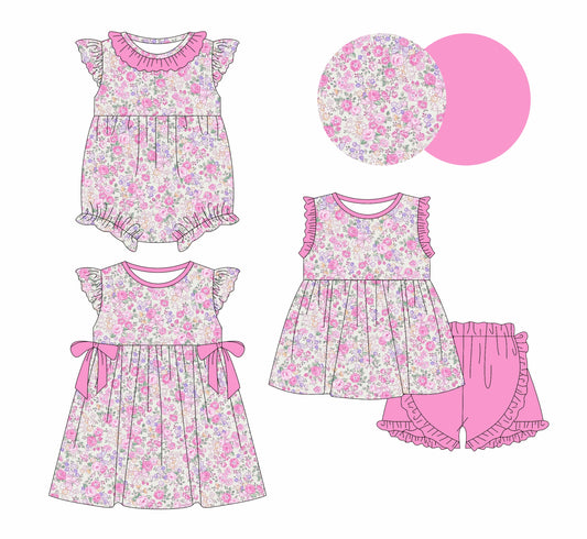 Baby Girl Floral Pink Sibling Romper Dress Set ( Moq 5 Each Style ) 12.30