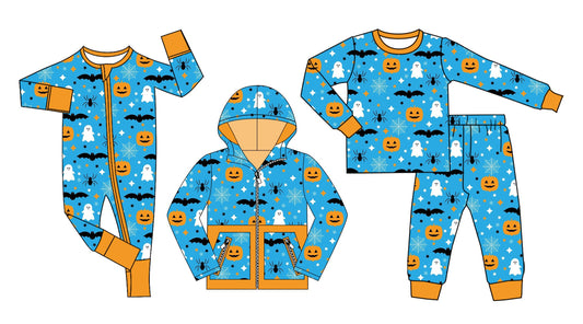 ( Moq 5 Each Style ) Baby Boy Toddler Pumpkins Ghosts Halloween Sibling Romper Shirt Set