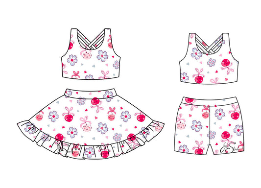 ( Moq 5 Each Style ) Baby Girl Sleeveless Flower Bows Sibling Yoga Active Set 3.24