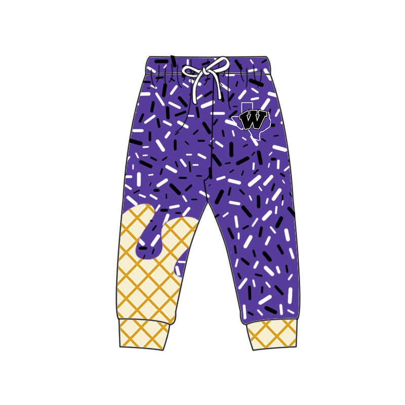 ( Moq 5 each style ) Baby Boy Girl Team Cheer Sibling Shirt Purple Bows Dress Set 8.18