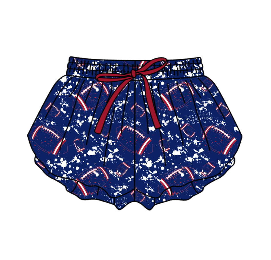 ( Moq 5 Each Style ) Baby Boys Girls Toddler Football Sibling Shorts Romper Bows Dresses Set Team Blue Clothing
