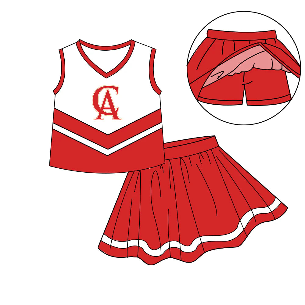 ( Moq 5 each style ) Baby Boy Girl CA Team Cheer Sibling Shirt Bows Jumpsuit Dress Set 7.29