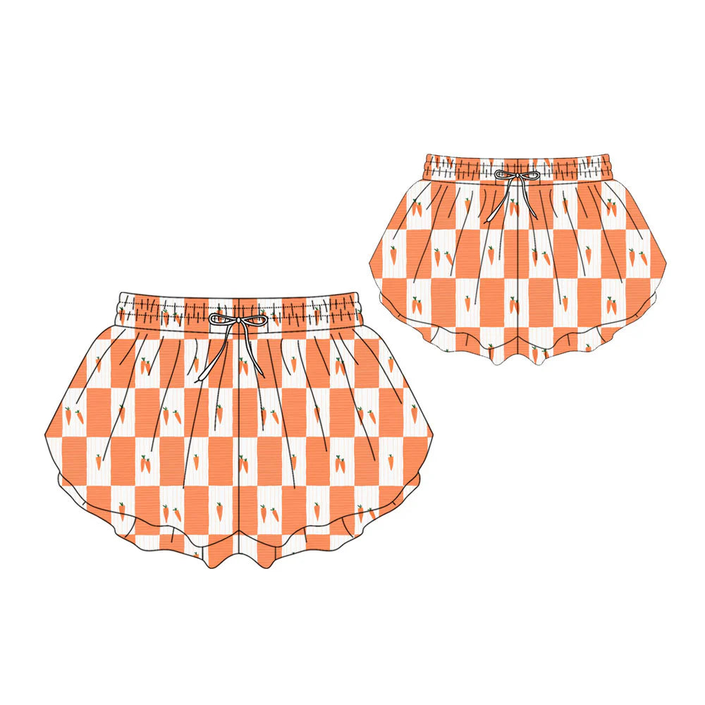 ( Moq 5 Each Style ) Kids Girls Adult Women Carrots Easter Orange Shorts Sibling Mom and Me Yoga Clothes