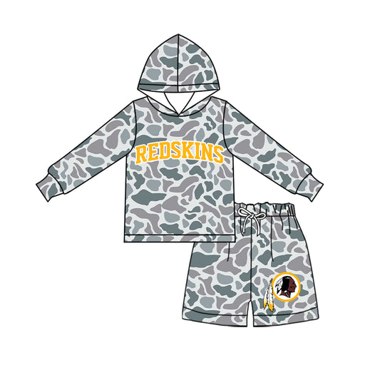 ( Moq 5 ) Baby Girls Kids Long Sleeves Hoodie Shirt Camo Shorts Team Set Clothes