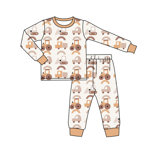 Baby Boy Long Sleeves Tractors Farm Shirt Pants Pajamas Set