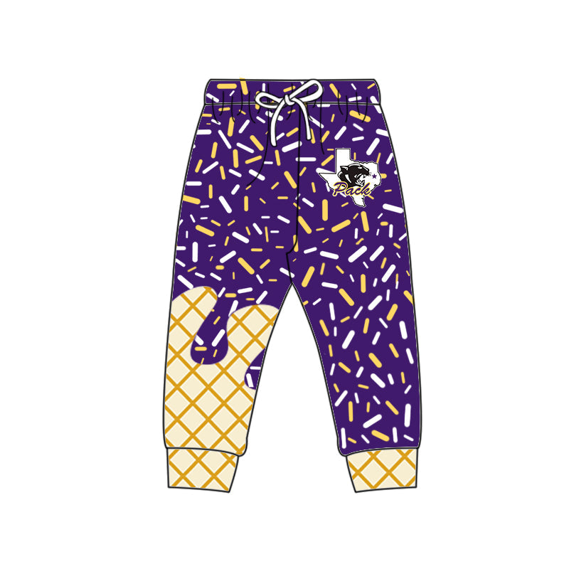 ( Moq 5 each style ) Baby Boy Girl Team Cheer Sibling Shirt Purple Drips Bows Dress Set 8.12