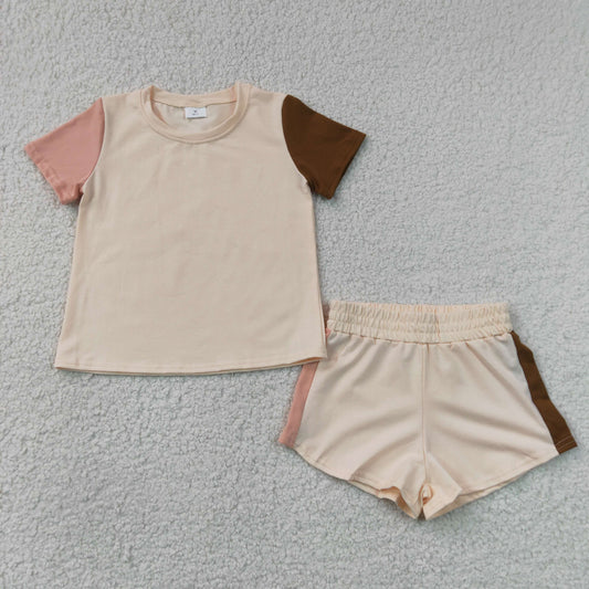 Baby Boys Kids Short Sleeves Khaki Shirt Shorts Cotton Set Summer Clothes RTS