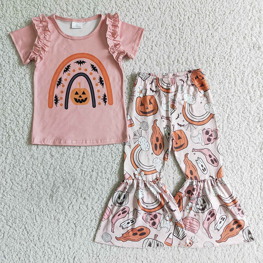 Promotion  Halloween Pumpkin Baby Girl Set RTS