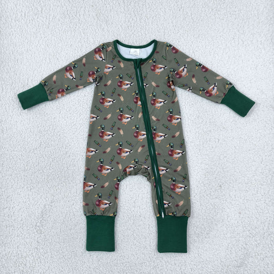 Baby Boys Infant Long Sleeves Ducks Hunting Zipper Footie Sleeper Romper Clothes RTS