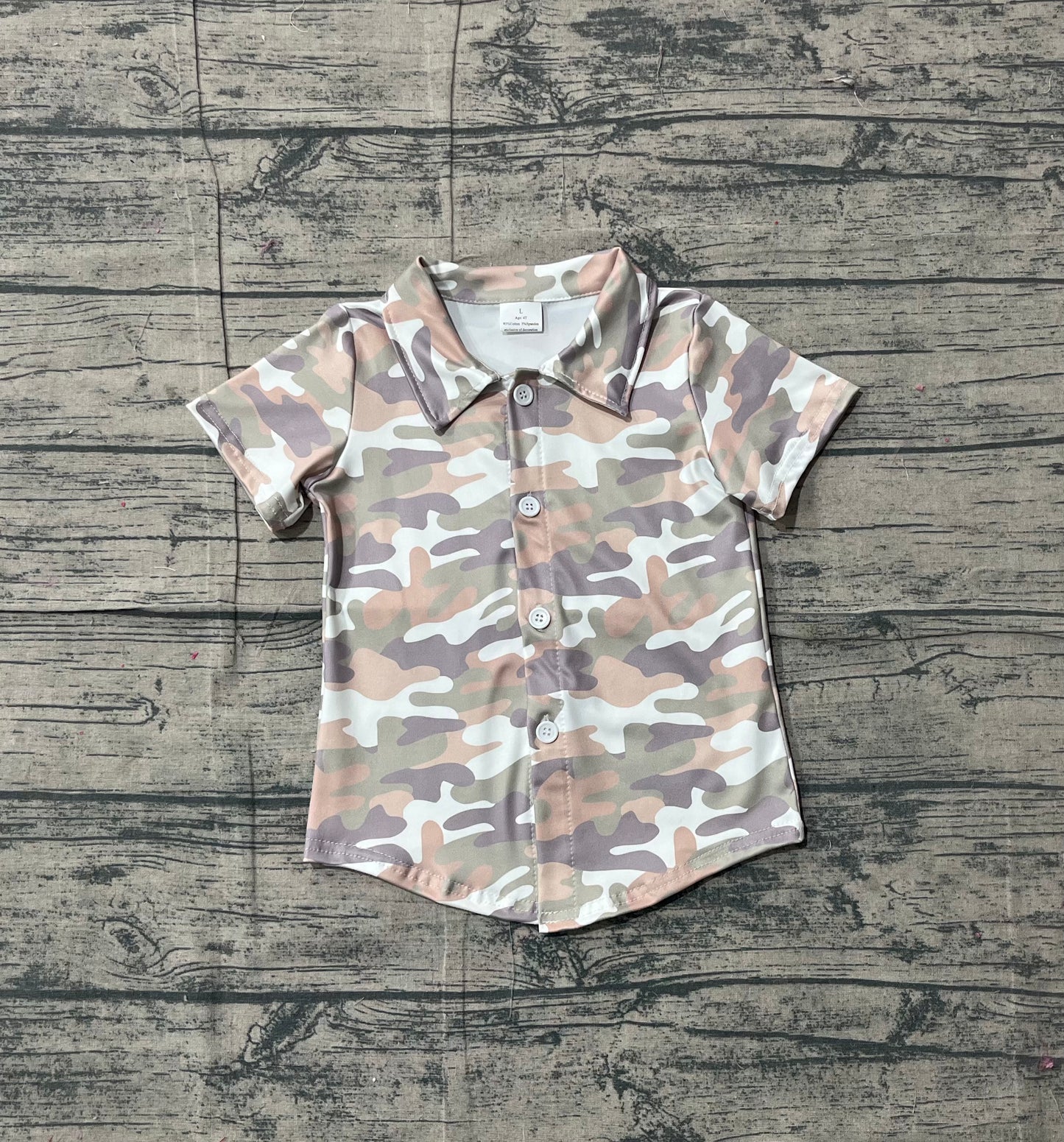 Baby Boys Camo Pattern Short Sleeves Buttons Cardigan Shirt RTS