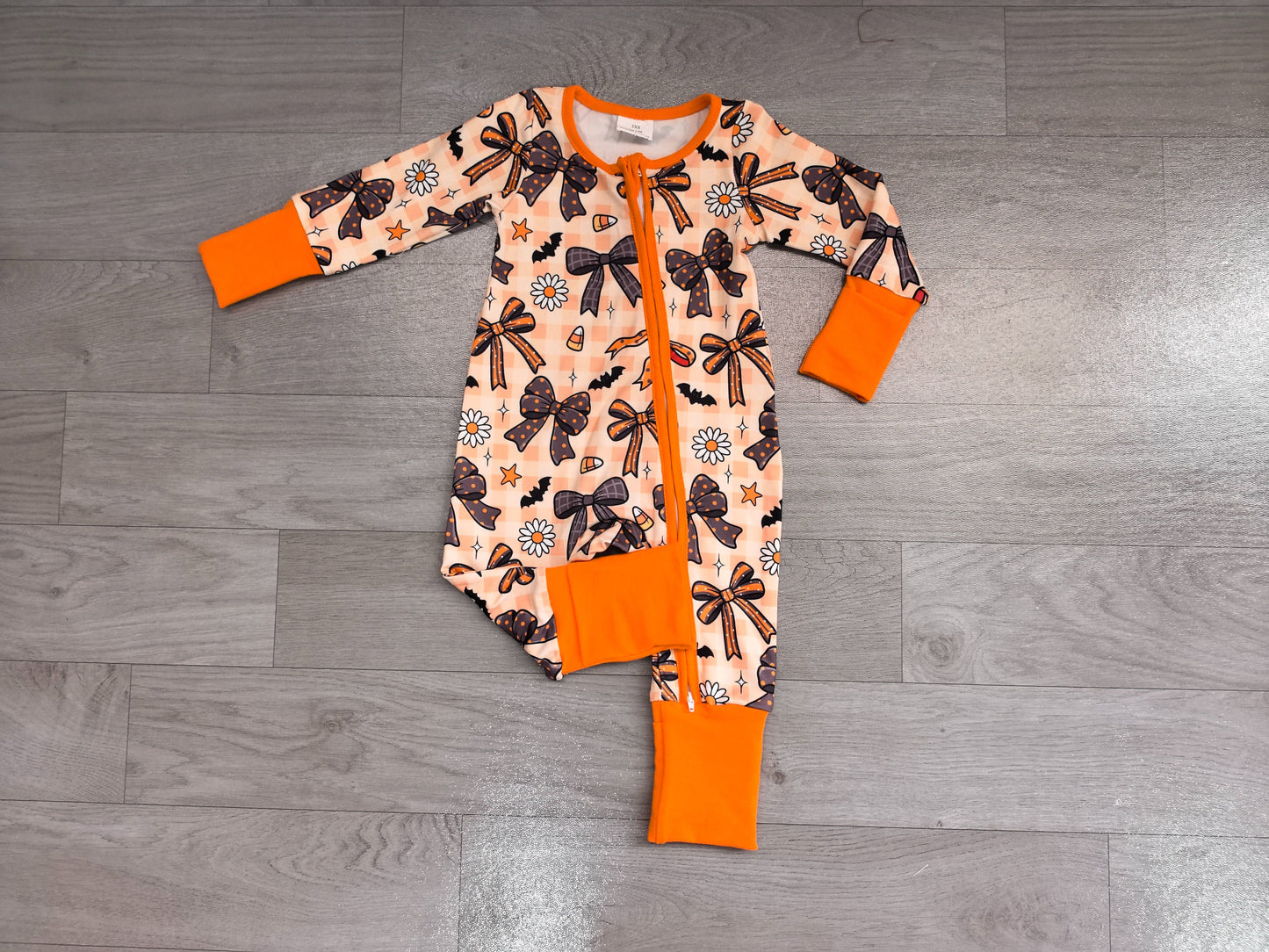 ( No moq ) Preorder Baby Girls Kids Flower Candy Zipper Sleeper Footie Romper Halloween Clothes