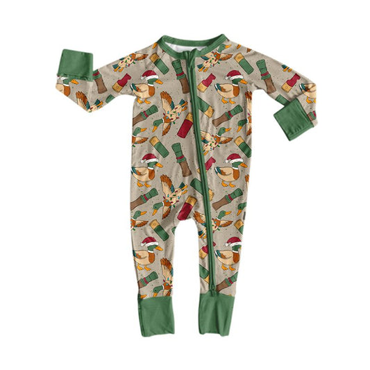 ( Moq 5 ) Preorder Baby Boys Kids Ducks Christmas Zipper Sleeper Footie Romper Hunting Clothes