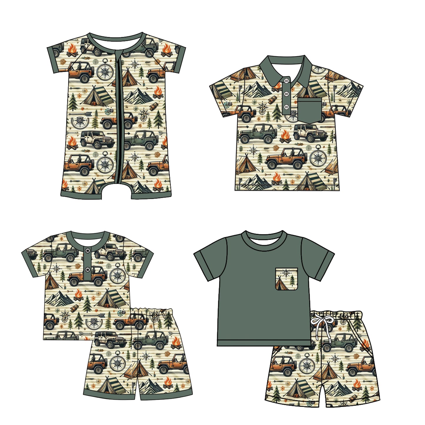 ( Moq 5 Each Style ) Baby Boy Short Sleeves Car Sibling Romper Shirt Set 3.28
