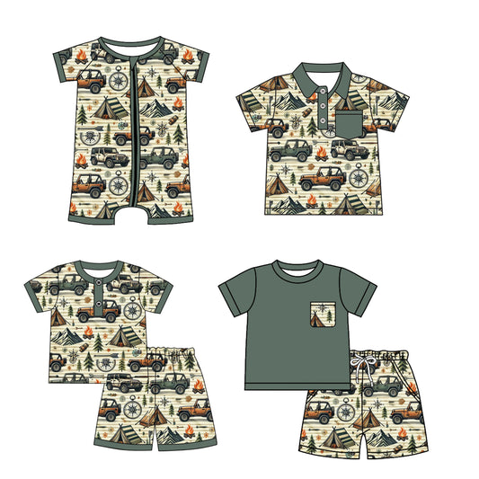 ( Moq 5 Each Style ) Baby Boy Short Sleeves Car Sibling Romper Shirt Set 3.28