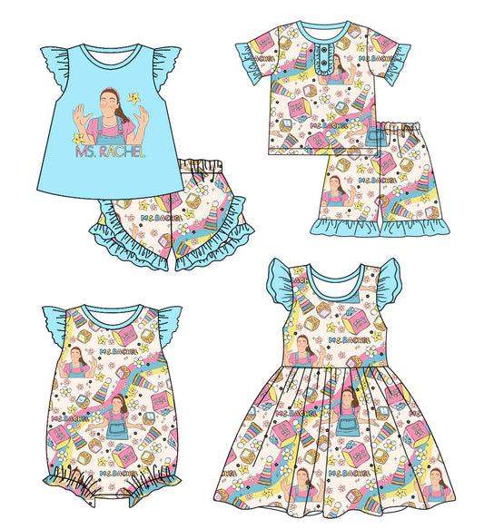 Baby Girl Short Sleeves Teacher Flower Sibling Romper Dress Set ( Moq 5 Each Style ) 12.26