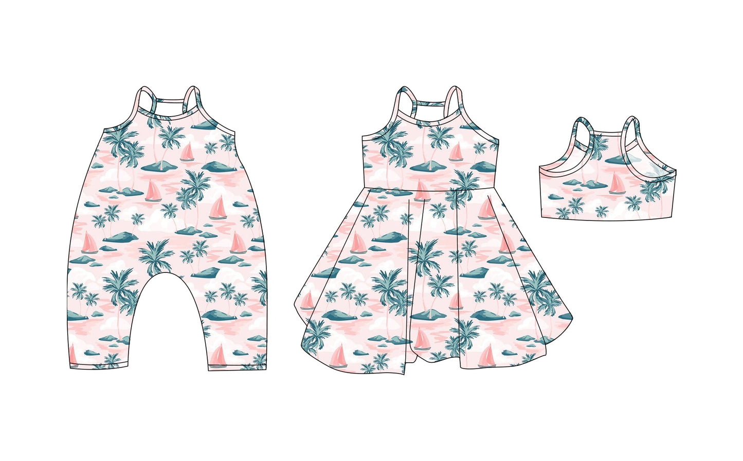 Baby Girl Straps Boats Sibling Summer Romper Dress ( Moq 5 Each Style ) 3.19