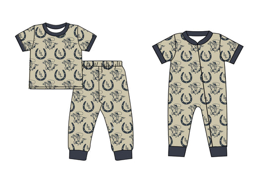 Baby Boy Short Sleeves Western Rodeo Sibling Romper Set ( Moq 5 Each Design ) 12.11