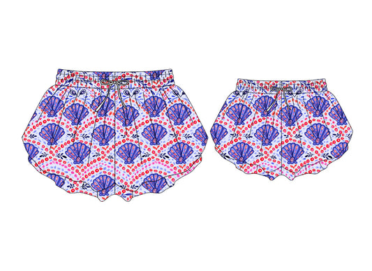 ( Moq 5 Each Style ) Baby Girl Adult Women Shell Sibling Mommy And Me Family Shorts