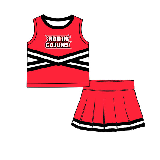 ( Moq 5 ) Baby Girls Kids Sleeveless Vest Skirt Shots Team Set Clothes