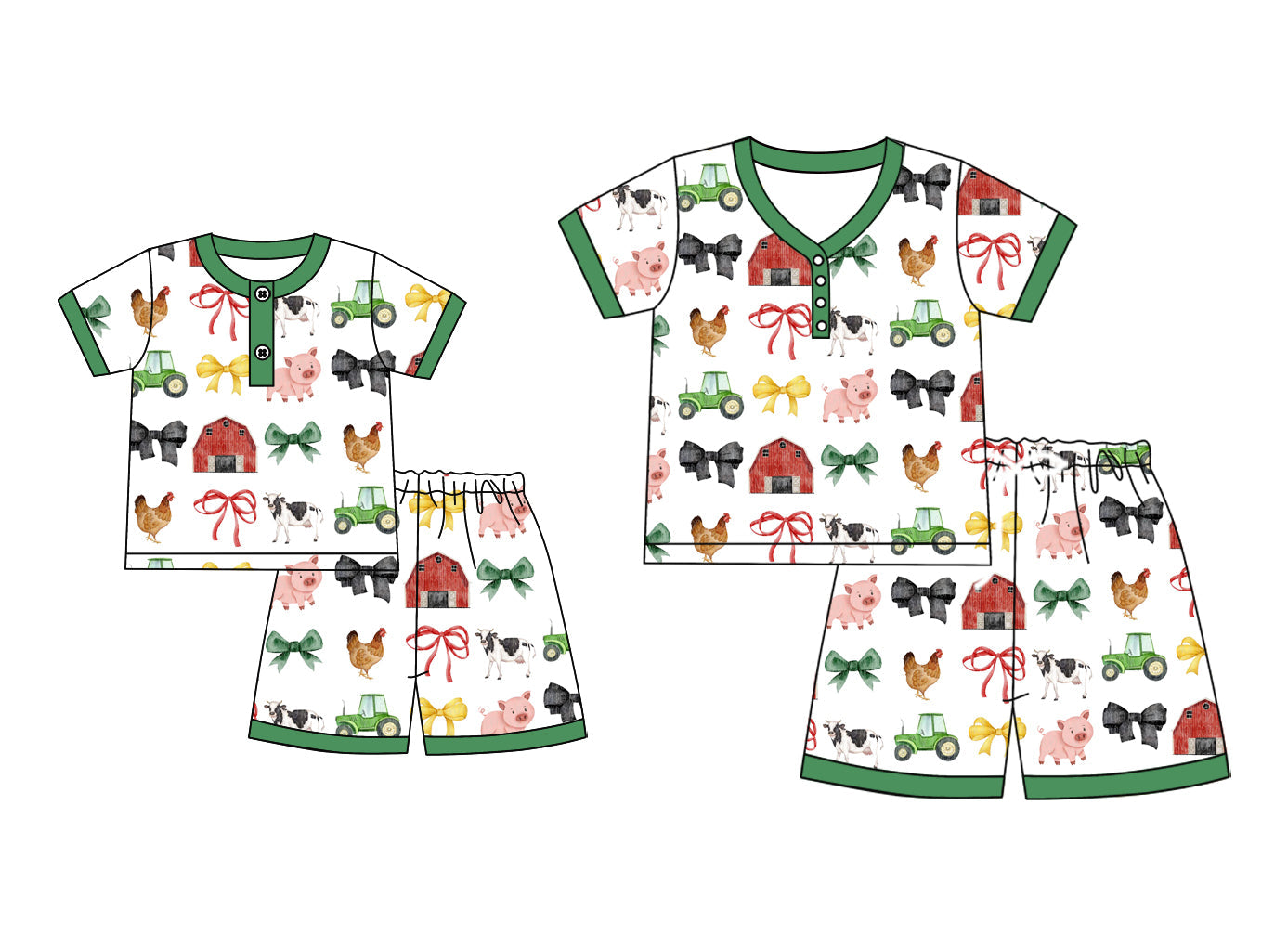 ( Moq 5 Each Style ) Baby Girl Adult Women Farm Animals Sibling Mommy And Me Family Pajamas Set 4.24