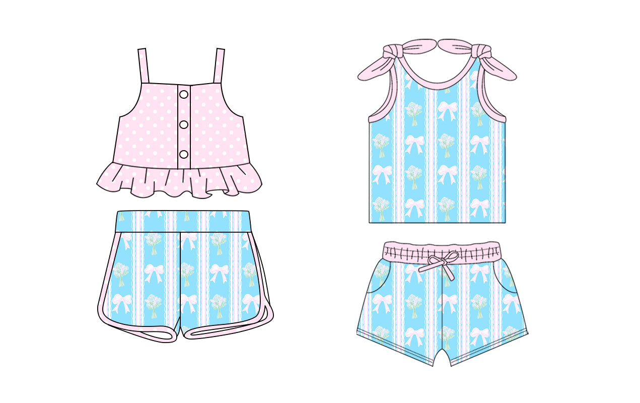 Baby Girl Straps Flower Bows Sibling Set ( Moq 5 Each Style ) 1.21