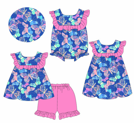 Baby Girl Butterfly Ruffle Summer Sibling Romper Dress Set ( Moq 5 Each Style ) 2.18