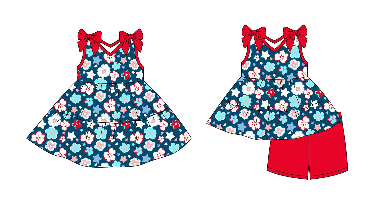 Baby Girl Straps Bows Flower Stars Summer Sibling Dress Set ( Moq 5 Each Style ) 2.27