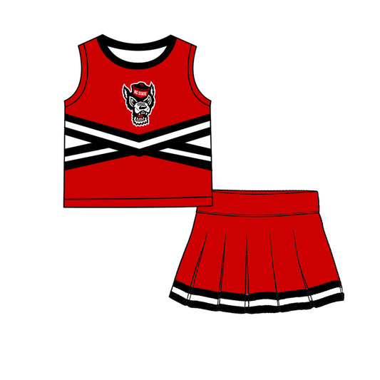 ( Moq 5 ) Baby Girls Kids Sleeveless Vest Skirt Shots Team Set Clothes