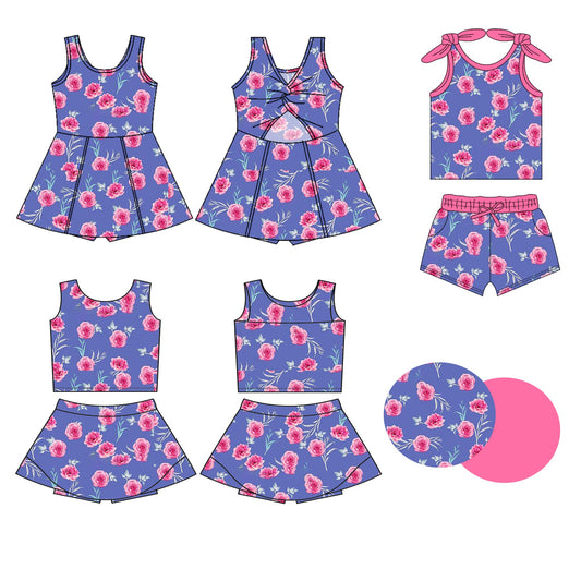 ( Moq 5 Each Style ) Baby Girl Sleeveless Flower Sibling Purple Dress Set 3.22